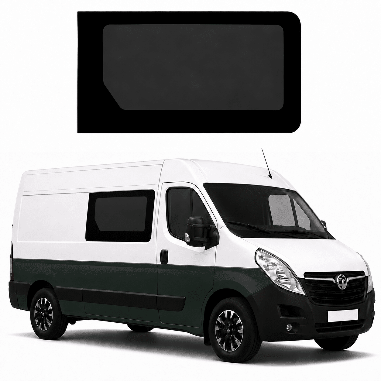 Renault Master / Vauxhall Movano Front Fixed Privacy Glass – Driver Side