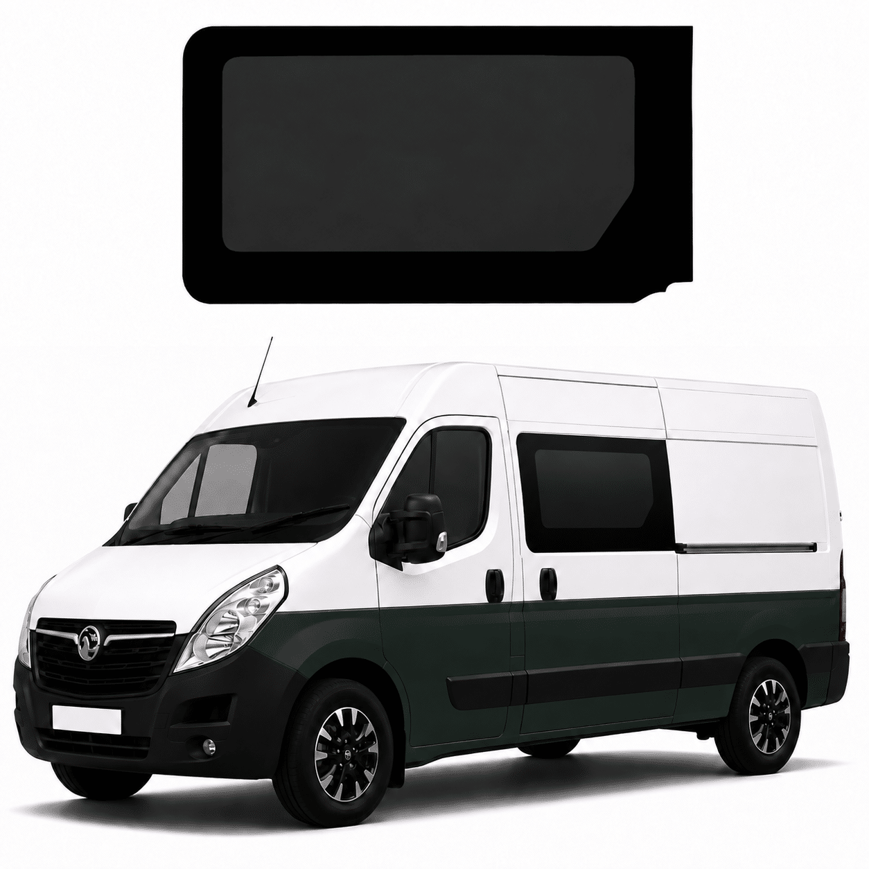 Renault Master / Vauxhall Movano Front Fixed Privacy Glass – Passenger Side