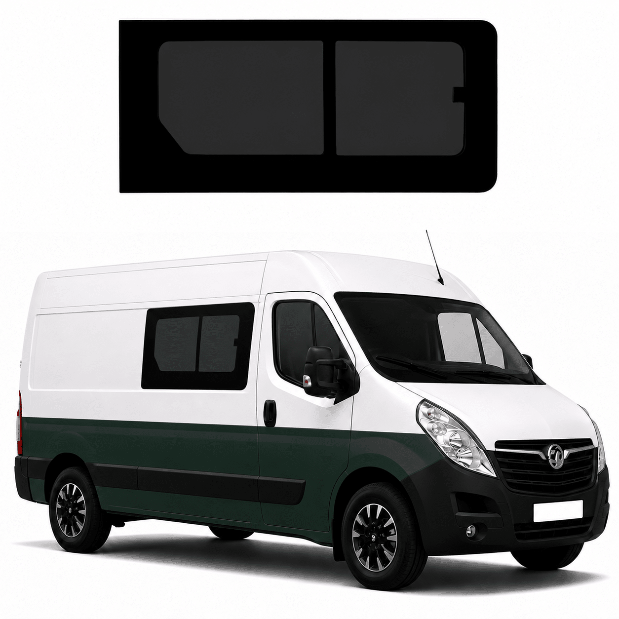 Renault Master / Vauxhall Movano Front Sliding Privacy Glass – Driver Side