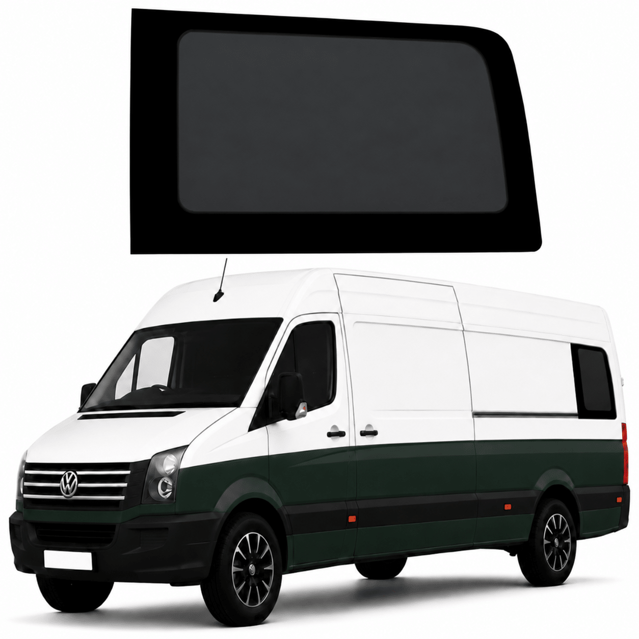 VW Crafter (2006–2017) / Mercedes Sprinter (2006+) Rear Quarter Fixed Privacy Glass – Passenger Side LWB/XLWB