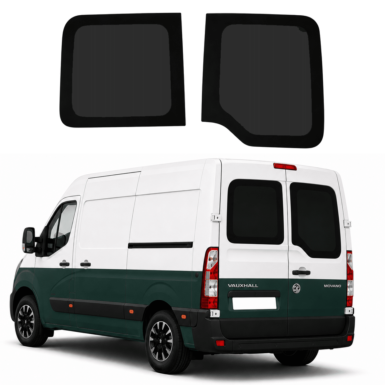 Renault Master / Vauxhall Movano Barn Door Privacy Glass – Pair