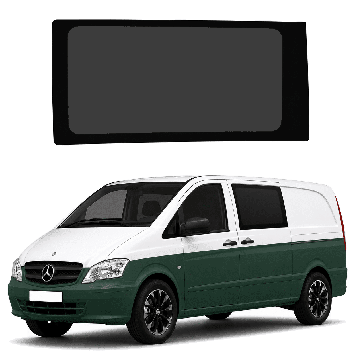 Mercedes Vito (2004–2014) Front Fixed Privacy Glass – Passenger Side